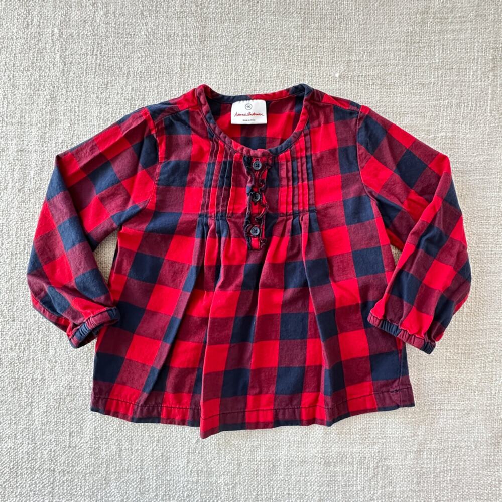 Hanna Andersson Red Plaid Top EUC 3T